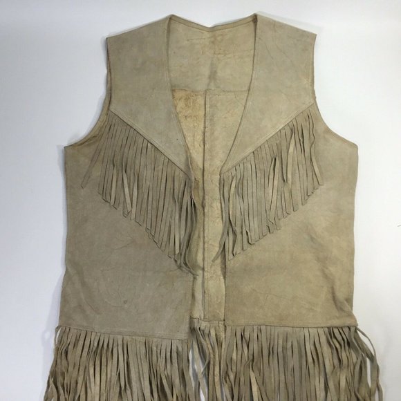 Leather Vest~Long Fringe~Western~Boho~Animal Hide~ - Picture 5 of 8